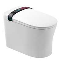 WC intelligent monobloc en céramique avec chasse automatique, bidet intégré, siège chauffant, fixation au sol et chasse par siphon
