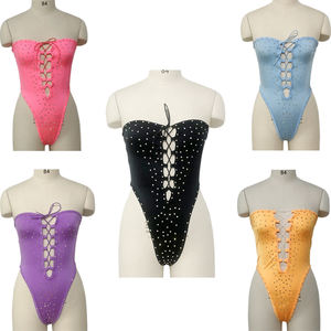 高品質ナイロンダンサーレディースワンピースポールホワイトABラインストーンストリッパー衣装女性セクシーボディスーツエキゾチックダンスウェア - Product Image 6