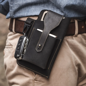 Handmade Leather <strong>Cell</strong> <strong>Phone</strong> Holster Genuine Leather Mobile <strong>Phone</strong> Case <strong>Phone</strong> Hanging Belt <strong>Bag</strong> - Product Image 4