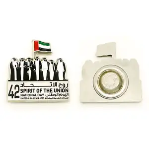 Di alta qualità su ordinazione del metallo dello smalto anniversario souvenir giornata nazionale emblema bandiera dubai emirati arabi uniti spilla distintivo con il perno del magnete posteriore