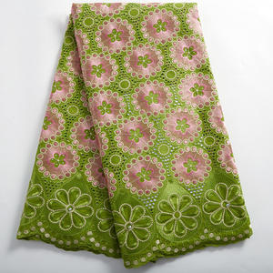 Хлопчатобумажная вышитая кружевная ткань африканская ткань для женской одежды ткань для одежды - Product Image 5