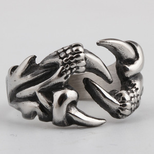 Anillo de Acero Inoxidable con Diseño de Garra de Dragón, Joyería para Hombre, Regalo con Diseño Geométrico de Animal, Color Acero - Product Image 3