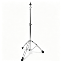 Support de cymbale droit à double renfort, base trépied chromée, hauteur réglable, support de cymbale robuste, accessoire de batterie