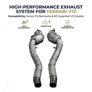 ท่อเฮดเดอร์สแตนเลสแบบกันความร้อน Vortex พร้อมช่องเซ็นเซอร์ออกซิเจนสำหรับ Ferrari F12 812 V12 สำหรับการปรับแต่งรถแข่งแบบสปอร์ต - Product Image 1