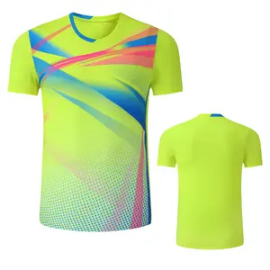 Hoge Kwaliteit Custom Logo Volledig Sublimatie Afdrukken 100% Polyester Snel Droog Tennis Slijtage Tafeltennis T Shirts