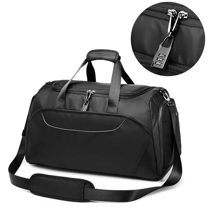 2024 Fashion Custom Lightweight Oxford Travel Sports Bag with coded lock Large-Capacity Gym Bag
