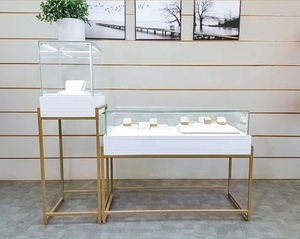 Vitrina Exhibidora <span class=keywords><strong>de</strong></span> Joyería Moderna <span class=keywords><strong>de</strong></span> Metal y Vidrio Templado con Iluminación LED y MDF - Product Image 3