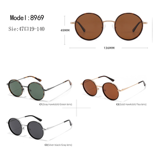 Unisex <b>Round</b> <b>Sunglasses</b> Full Rim Metal <b>Frame</b> UV400 Protection Retro Style Adult Sun Protection - Product Image 3