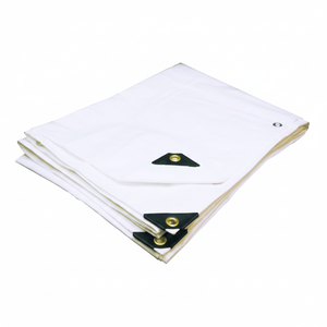 12'X24' Extra Heavy Duty White Tarp Water-Resistant Flame Retardant Waterproof UV Resistant Woven Coated Printed Features - Product Image 1
