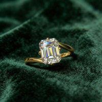 Bague en argent sterling 925 avec pierre de moissanite taille émeraude 7*9mm 3 carats certifiée GRA, bijoux en gros