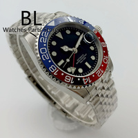 BLIGER 40mm plongée automatique hommes montre NH34 GMT cadran noir rouge GMT lettre jubilé Bracelet rouge bleu Pepsi couleur céramique lunette