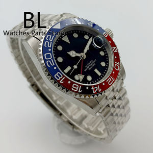 BLIGER 40mm plongée automatique hommes montre NH34 GMT cadran noir rouge GMT lettre jubilé <span class=keywords><strong>Bracelet</strong></span> rouge bleu Pepsi couleur céramique lunette - Product Image 3