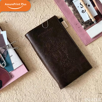 Carnet d'adresses A5 en cuir PU, classeur à 6 anneaux rechargeable, journal vintage gaufré, 60 feuilles imprimées offset 4 couleurs