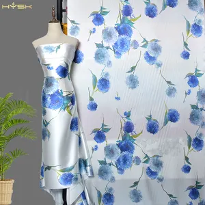 OEM Custom Printed mikado Silk Pure Natual Digital Soft Floral Satin Silk Fabrics tissu africain en satin de soie for abaya