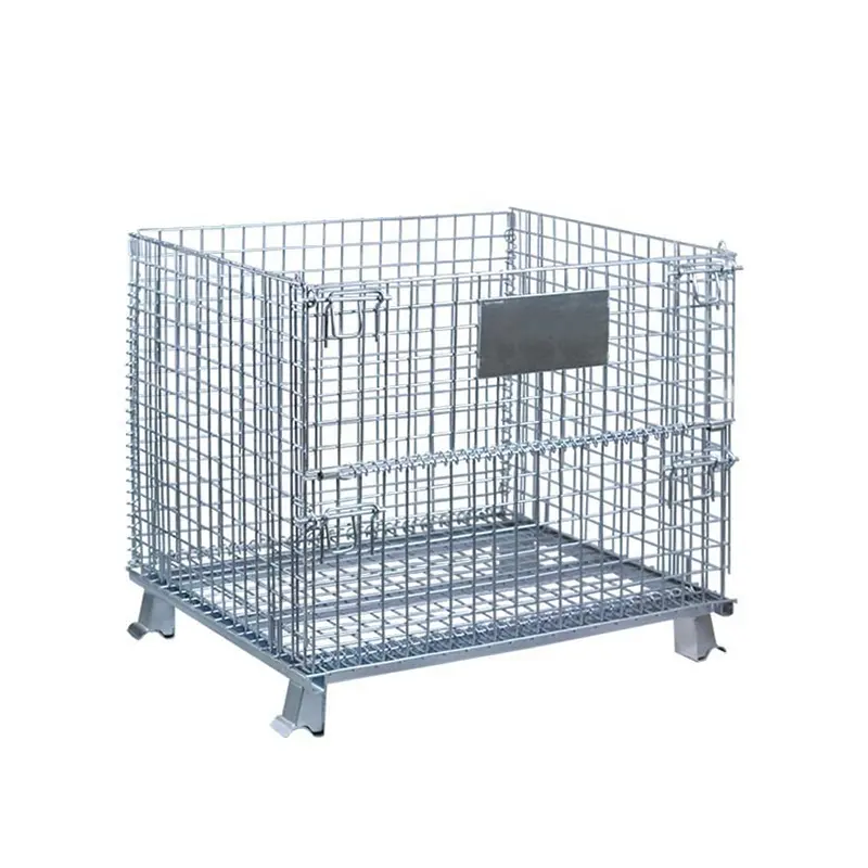 Wholesale Supermarket Warehouse Stackable Folding Welded Storage Steel Cage Bins For Easy Handing