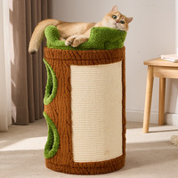 Arbre à chat multi-niveaux en bois avec griffoir en écorce, lit double et condo pour chats d'intérieur - Fournitures pour animaux de compagnie en gros
