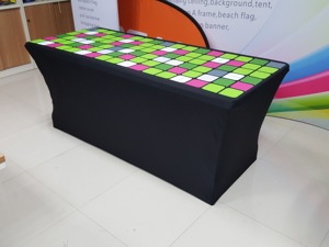 Nappe <span class=keywords><strong>de</strong></span> table personnalisée en gros avec logo, 4, 6 et 8 pieds, en Spandex et Polyester extensible, directement <span class=keywords><strong>de</strong></span> l'usine, pour événements et expositions - Product Image 4