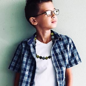 Collar sensorial unisex para niños, mordedor de bebé de silicona, anillo DIY, estilo divertido arcoíris, cuerda masticable con cuentas, juguete suave para la ansiedad - Product Image 5