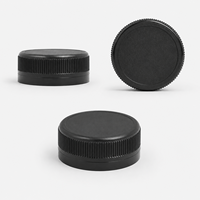 Bouchons à vis en PP noir de 38 mm, qualité alimentaire, à nervures, pour bouteilles de boissons et d'assaisonnements, vente en gros pour distributeurs en vrac