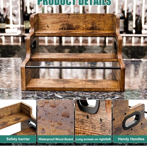 Espositore a 3 livelli in metallo e legno per supermercati, marca OEM, per bottiglie di champagne, liquori e vini di lusso. - Product Image 4