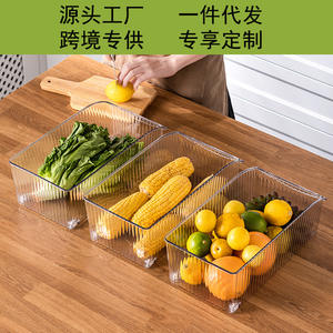 Organizador de Refrigerador Rectangular Transparente con Ruedas para Frutas y Verduras, Caja de Almacenamiento Portátil para Conservación, Hecho en Taizhou - Product Image 3