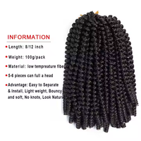 Extensions de cheveux synthétiques Spring Twist Ombre de 8 à 12 pouces, style Jamaican Bounce Fluffy Twist, pour tresses au crochet