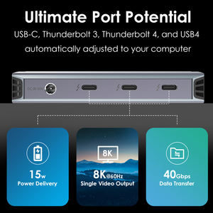 <span class=keywords><strong>Hub</strong></span> Thunderbolt 4 5 en 1 WAVLINK, USB 3.0, Carga PD de 90W, Compatible con Pantalla Única 8K y Pantalla Dual 4K para <span class=keywords><strong>MacBook</strong></span> Pro/<span class=keywords><strong>Air</strong></span> M1 <span class=keywords><strong>M2</strong></span> M3 M4 - Product Image 3