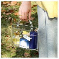 Boîte cadeau personnalisable en acrylique transparent recyclable de 3 mm d'épaisseur avec poignée pour autocollants de bougies artisanales