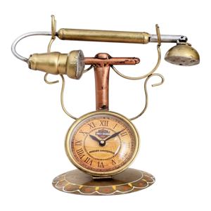 Téléphone en aluminium de style vintage avec horloge, conçu pour la décoration de bureau, améliorant l'esthétique du bureau, léger et polyvalent - Product Image 1