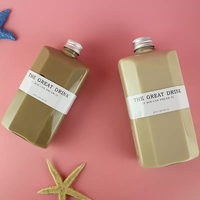 350ml 500ml 700ml 12oz bouteille de thé à bulles en plastique transparent carré boisson jus tasse Boba thé bouteilles lait thé boisson jus conteneur