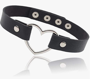 Collane girocollo in pelle nera con cuore Punk - Product Image 3