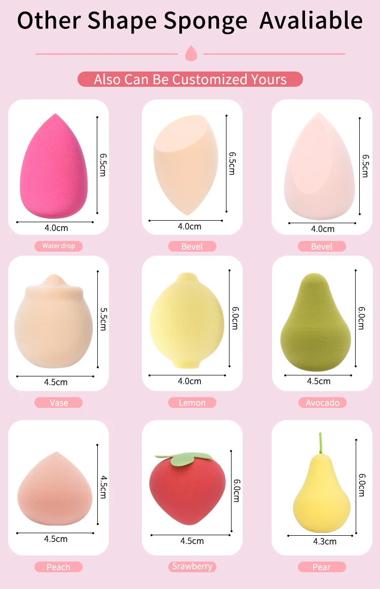 Customized Logo Mix Colors Multi Shapes Latex Free Beauty Make Up Sponge Pink Red Yellow Cosmetic Puff Makeup Sponges Blender