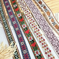 Pita Anyaman Berbagai Macam Pita Jacquard Bordir Motif Stroberi Bunga Gaya Etnik Aksesoris Pakaian Topi Anyaman Buatan Tangan