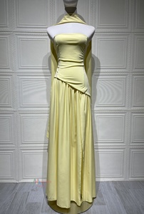 OUDINA <span class=keywords><strong>Abito</strong></span> <span class=keywords><strong>Lungo</strong></span> Estivo da Donna, Stile Europeo, Casual, Monospalla, Tinta Unita, con Spacco e Schiena Scoperta - Product Image 3