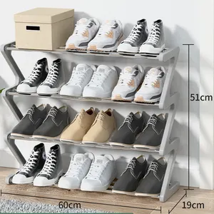 Toptan ucuz fiyat 4 katmanlı küçük Metal ayakkabı rafı hafif 8-12 Pairs ayakkabı rafı depolama organizatör
