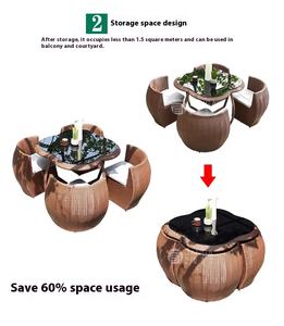 Meubles <span class=keywords><strong>de</strong></span> loisirs <span class=keywords><strong>de</strong></span> plein air ensemble <span class=keywords><strong>de</strong></span> cinq pièces fleur <span class=keywords><strong>de</strong></span> prunier citrouille chaise cour terrasse chaise en rotin une <span class=keywords><strong>table</strong></span> quatre chaises <span class=keywords><strong>jardin</strong></span> - Product Image 3