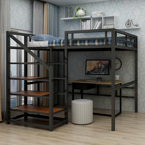 Оптовая продажа, промышленная Высококачественная стальная металлическая Лофт-кровать с одной или настольной кроватью - Product Image 4