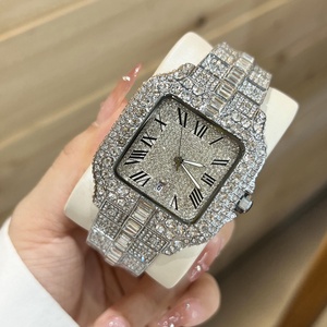 Orologio da Uomo di Lusso con Diamanti Incastonati e Zirconi Quadrato 40mm Alta Qualità Orologio Argento Design Moda Casual - Product Image 5