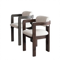 Fauteuil de salle à manger moderne en bois massif, dossier ergonomique convertible |   Revêtement en lin écologique pour hôtels, villas et appartements