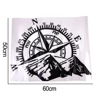 Autocollant de capot de voiture en vinyle grand format, motif Montagne-Boussole, pour côté de capot, autocollant pour fourgonnette, camping-car, caravane, film de décoration automobile