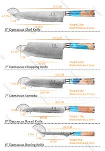 Ensemble de couteaux de cuisine Homeful 5 pièces, collection Tsunami, acier <span class=keywords><strong>japonais</strong></span> VG10 à 67 couches, manche ambidextre, <span class=keywords><strong>couteau</strong></span> de 3,5 à 8 pouces - Product Image 4