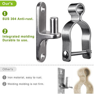 Kit d'installation de charnières de porte de grange en acier inoxydable 304 - Fixation murale - Charnière à pince pleine surface - Design industriel - 6 mm - Product Image 4