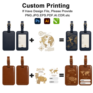 <span class=keywords><strong>Étiquette</strong></span> de <span class=keywords><strong>bagage</strong></span> en cuir PU fabriquée en usine avec couleurs et procédé d'impression personnalisés, résistante à la décoloration, aux fissures et au toucher doux. - Product Image 2