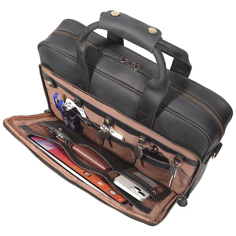 Men's Genuine Leather 15.6-Inch Laptop Messenger Bag – Executive Business & Travel Briefcase - View 6