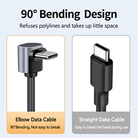 Cable de Carga USB Tipo-C en Ángulo Recto para Banco de Energía, Cable Corto de Nailon Trenzado Compatible con iPhone, Venta al Por Mayor de Fábrica