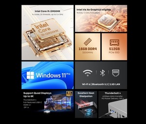 Chuwi AUBOX I9-13900HK Intel Core 13Gen 14 çekirdek iş Mini <span class=keywords><strong>PC</strong></span> 16GB 512GB PICE SSD Mini öğrenci bilgisayar masaüstü - Product Image 5