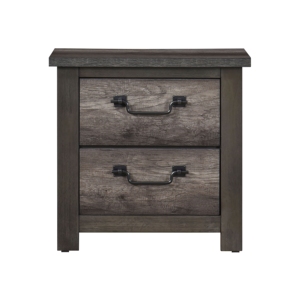 Gray Finish 2 <b>Drawer</b> <b>Storage</b> Nightstand Wooden Furniture Traditional Design Bedside Cabinet - Product Image 3