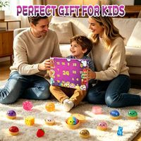 Calendrier de l'Avent de Noël 24 pièces : Boîte mystère de jouets sensoriels anti-stress à presser pour enfants