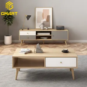 einfache bambus sofa set Suppliers-Gmart New Simple Classic Wohn möbel RGB LED Licht Schwarz Hochglanz Bodens chrank TV-Schrank für Wohnzimmer