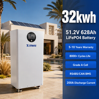 Batterie LiFePO4 à montage au sol 51.2V 628Ah, compatible onduleur domestique biphasé 110V 240V CAN à onde sinusoïdale pure pour kit solaire réseau américain